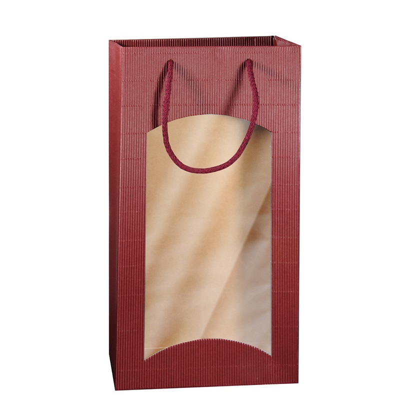 5225 Sac cannelure apparente rouge 2 b. avec fenêtre, 180 x 85 x 380 mm ...